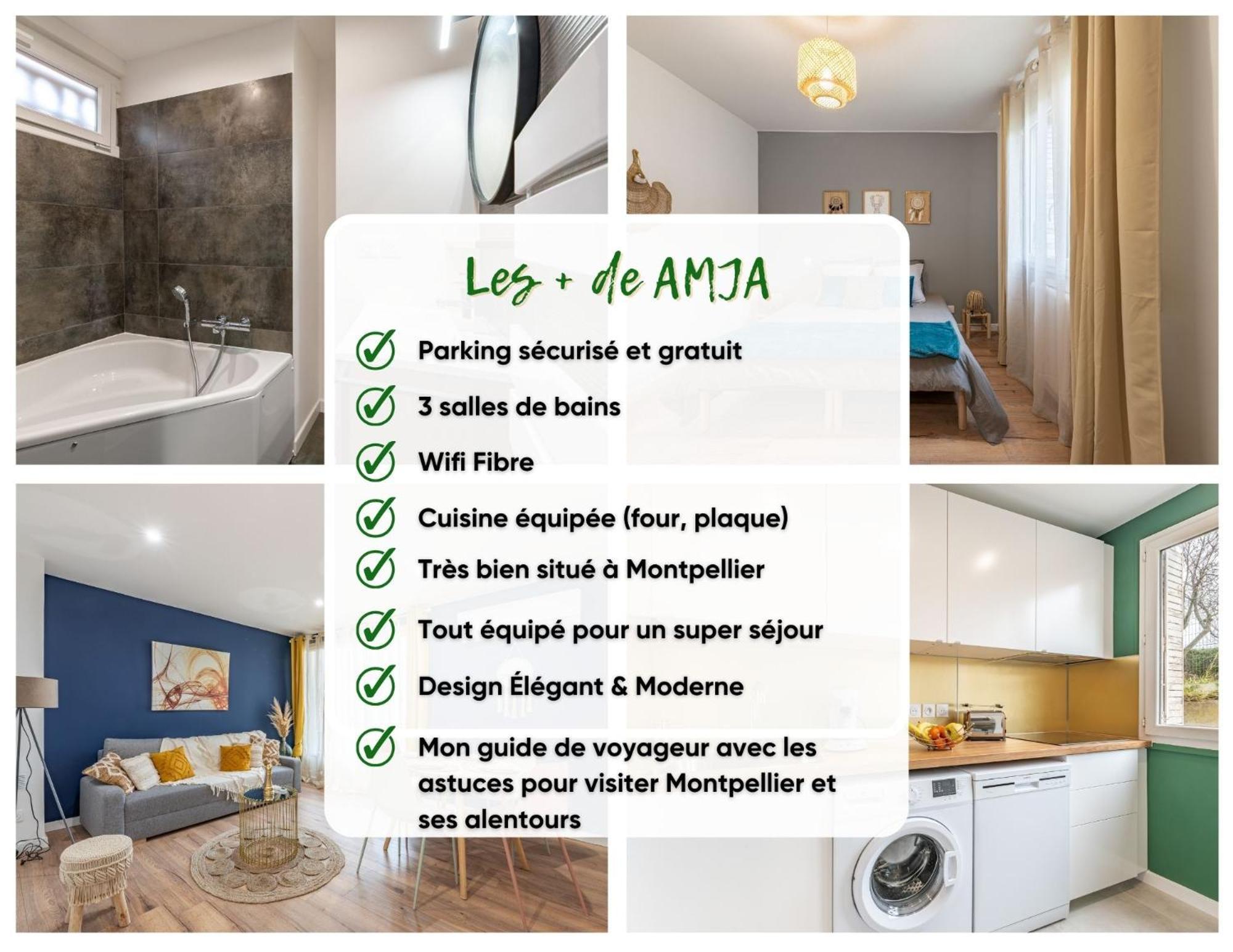 Amja Proche Clinique Saint-Roch Apt 3 Chambres 3 Salles De Bain Parking Gratuit Ideal Famille Groupe Coworking 10 Min Centre Ville 10 Min Plage 5 Min Sortie Autoroute مونبيلييه المظهر الخارجي الصورة